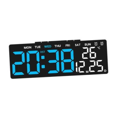 Imagem de Ｂｅｓｇａ Despertador digital Relógio de mesa elétrico Retangular Versátil LED Relógio digital para mesa de escritório interno ao lado, Tempo Azul, Concha Preta