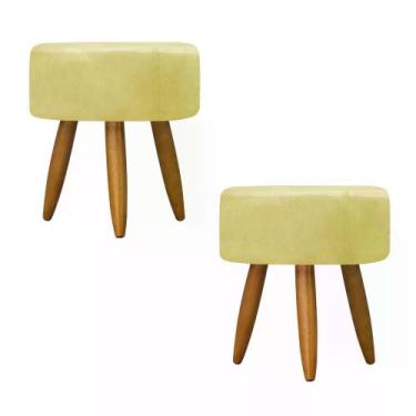 Imagem de Kit 02 Puff Decorativo Redondo Grafite - Divini, Amarelo