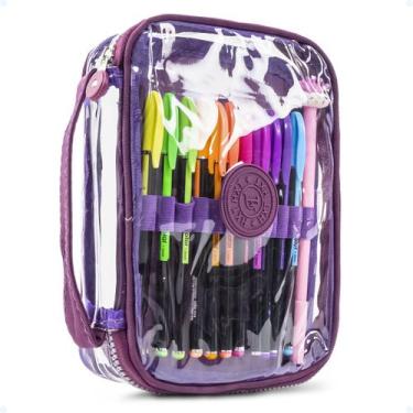 Imagem de Estojo Escolar Organizador Transparente Box Masculino Jumbo - Hxt, Rox
