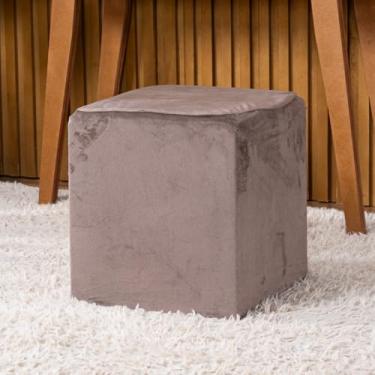 Imagem de Capa de Puff Quadrado Avulsa Lisa Ajustável com Elástico - Tecido Veludo Suede Decoração Banquinho Luxo Para Sala Quarto Pufe Banco Protetor Banqueta Centro (Taupe)