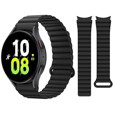 Imagem de HITZEE Compatível com Samsung Galaxy 7/FE/6 de 40 mm e 44 mm/Galaxy Watch 6 Classic/Watch 5/Watch 4, pulseira magnética de silicone de 20 mm para Galaxy Watch 4 Classic/Watch 5 Pro, preta