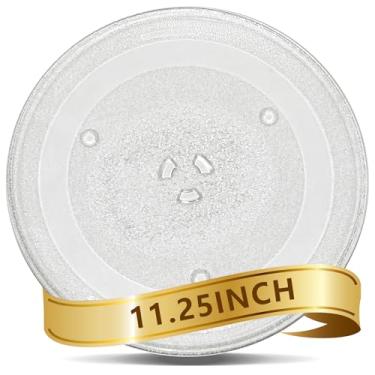 Imagem de Placa de vidro de substituição para micro-ondas de 11,25 polegadas compatível com GE, Whirlpool e Kenmore - 28,5 cm (11 1/4" (28,5 cm), bandeja giratória para placa de micro-ondas, acessórios de