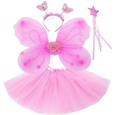 Imagem de Fun Play Fairy Dressing up Costume for Girls – Butterfly Fairy Wings, Tutu, Magic Wand,Headband Costume Set for 3-8 Years
