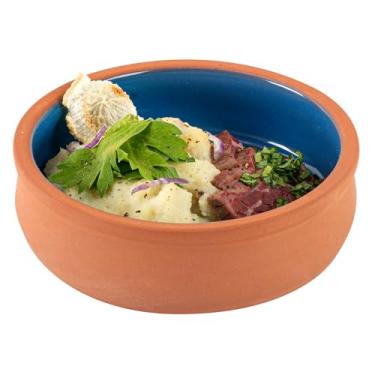 Imagem de Restaurantware - Terracota Cazuelas Terra Tek de 250 ml, 10 potes de barro esmaltados azuis para cozinhar – Pronto para forno, micro-ondas, potes de terracota, laváveis na louça, para cozinhar e