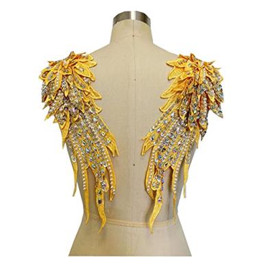 Imagem de Zbroh Aplique feito à mão, 18 cores, strass e renda pérola, apliques de acabamento para acessórios de roupas sociais (dourado)