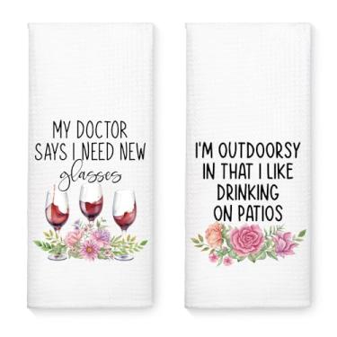 Imagem de WUUCKOO 2 peças My Doctor Says I Need Glasses Toalhas de chá, conjunto de toalhas de cozinha de flores engraçadas, toalhas de cozinha, toalhas de prato, toalhas de chá, presentes quentes de celebração