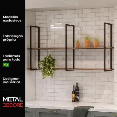 Imagem de Prateleira Suspensa Estilo Industrial Metalon e Madeira  - metaldecore