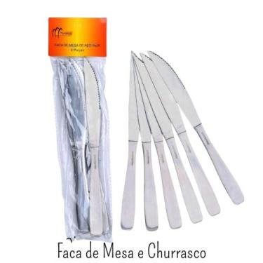 Imagem de Conjunto faca de mesa e churrasco aço inox Monaliza pack com 6 pçs Cod