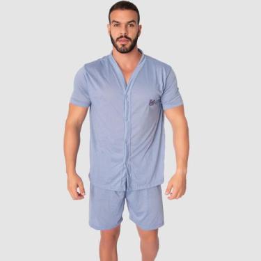 Imagem de Pijama Vekyo Masculino Pós Cirúrgico com Botões, Homem, Cinza, P