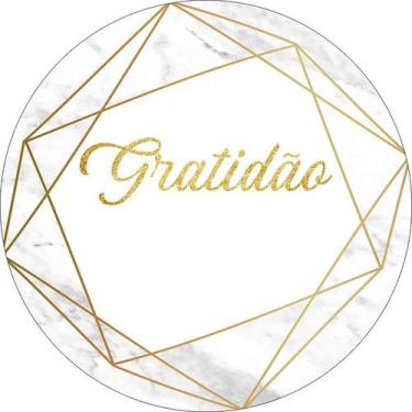 Imagem de Painel De Festa Redondo 1,50x1,50 - Efeito Mármore Branco Gratidão 084