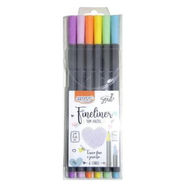 Imagem de Canetinha Hidrografica Fineliner Tons Pastel 0.4mm - Estojo 6 Cores - 