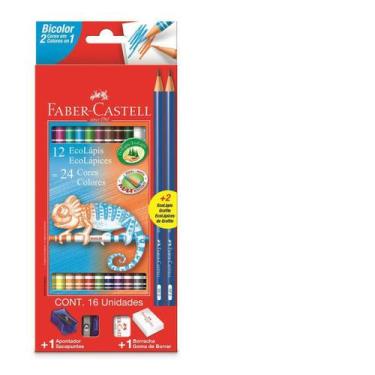 Imagem de Lápis De Cor Bicolor 24 Cores + Kit Escolar Faber Castell