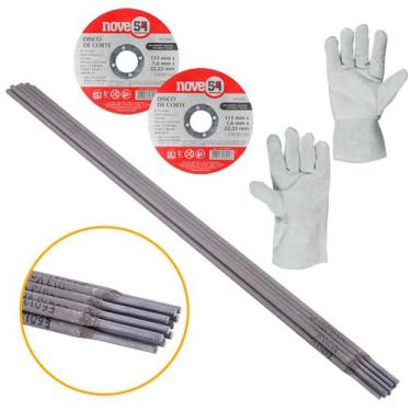 Imagem de Kit Solda 10 Eletrodos E6013 2,5 MM + 2 Disco de Corte e Par de Luva V