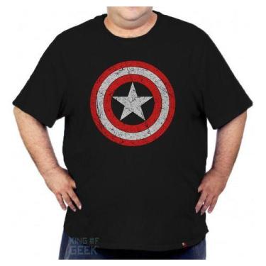Imagem de Camiseta Capitão América Escudo Plus Size Camisa Grande - KING OF GEEK