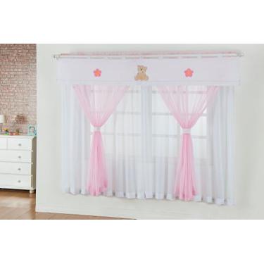 Imagem de Cortina Voil para Quarto Infantil - MFF ENXOVAIS & GUGA, Ursa Rosa