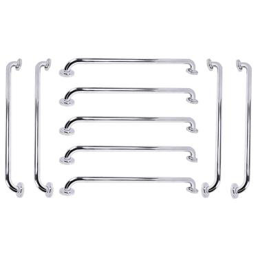 Imagem de Barra de Apoio 70cm Inox Kit 9 Unidades Banheiro Box Gestante Idoso Criança Suporte Deficiente Proteçao Resistente Corrimao Segurança