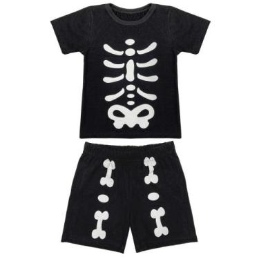 Imagem de Conjunto Infantil Look Jeans Ossos Preta - PRETO - 01, Preto, 1