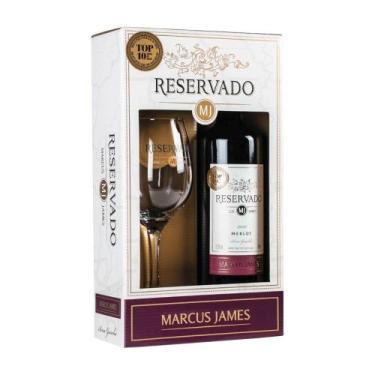 Imagem de Vinho Reservado Marcus James Merlot Meio Seco Tinto 750ml + 1 Taça - A