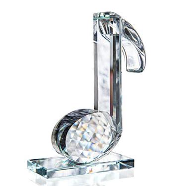 Imagem de QFkris Estatuetas de cristal de oitava nota de 12 cm de altura Estátua de escultura musical de vidro para casa, piano, guitarra, presentes, lembranças
