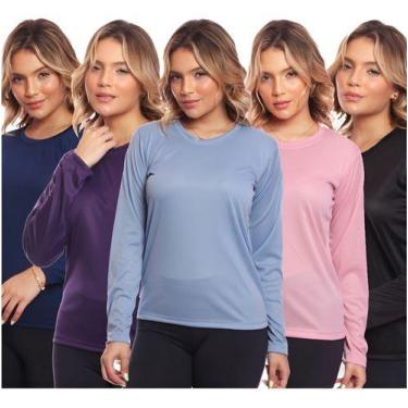 Imagem de Kit 5 Camisas Feminina Camiseta Térmica Proteção Solar Uv - MC Digital