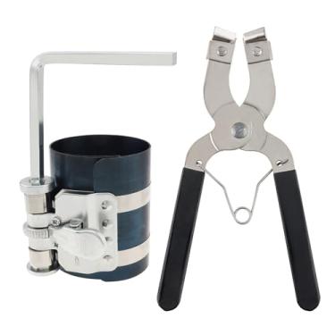 Imagem de ePathChina Ferramenta de compressor de anel de pistão de 7,6 cm, ajustável de 2-1/8 polegadas a 7 polegadas 53 mm - 175 mm kit de remoção de anel de pistão de motor de carro com alicate de instalação