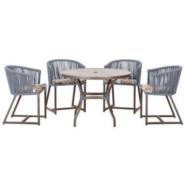 Imagem de Mesa com 4 Cadeiras de Jantar Roma 100cm e Noronha em Aluminío Marrom 