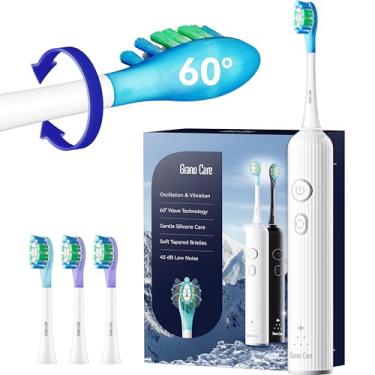 Imagem de Escova de dentes elétrica Wave, escova de dentes elétrica sônica de oscilação e vibração para adultos com 4 cerdas DuPont, à prova d'água IPX7, recarregável por USB, escova de dentes alimentada para