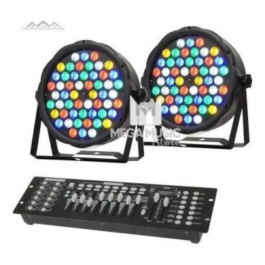 Imagem de Kit 2 Canhão Refletor Par Led 54 Led 3w Rgbwa Dmx + Mesa Dmx - SHOWTEC