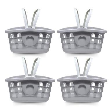 Imagem de Kit 4 Cestinhas de Compras Cinza com Alça Cesta Mercado - Samba Toys