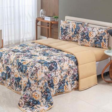 Imagem de KIT COMPLETO Edredom MALHA Dupla Face Estampado CASAL KING +JOGO DE LE