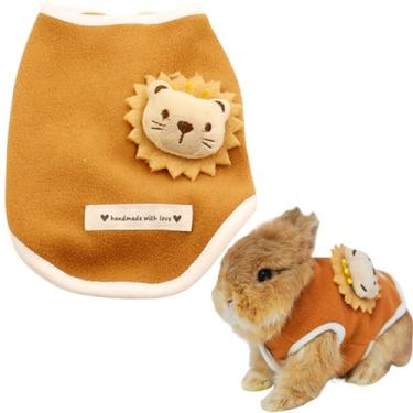Imagem de Roupa de inverno quente de lã coelho coelho fofo animal pequeno porquinho-da-índia chinchila furão roupa para hamster furão rato porquinho da índia gato gatinho cachorro (marrom, P)