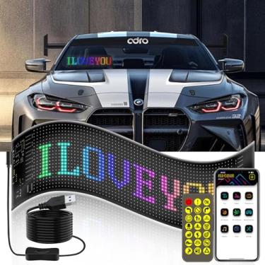 Imagem de Placa de LED para carro, placa LED programável USB 5V Bluetooth controle de aplicação, painel de matriz flexível, exibição de rolagem de animação olhos diabo para carro, loja, festa, bar, hotel