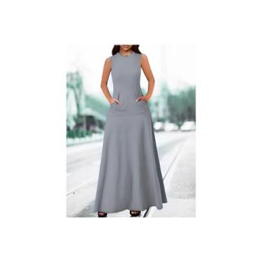 Imagem de Vestido Longo Bolso Canguru Saia Evase Forrado Malha Viscolycra  Ve  2