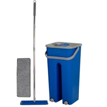 Imagem de Rodo Flat Mop e Balde Lava e Seca – Limpeza Prática, Rápida e Sem Esforço! Aproveite 2 Refis de Microfibra e Facilidade no Dia a Dia.
