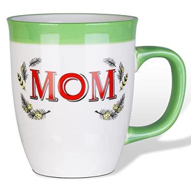 Imagem de Asmwo Caneca de café de cerâmica para mãe 473 g caneca de café divertida para mulheres melhor feriado Natal dia das mães aniversário presentes para mulheres presente de aniversário chá leite manhã xícara de café verde