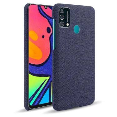 Imagem de Capa para Samsung Galaxy M21S,Capa desenhada em lona,Case Protetora Ultrafina com Empunhadura Macia,Design em Tecido Antichoque e Antiarranhões-Blue