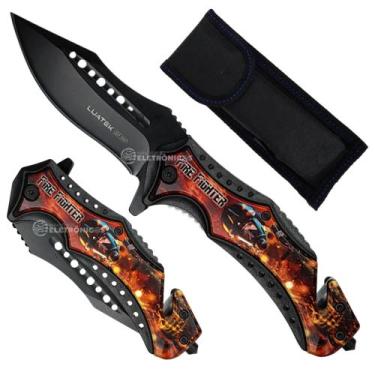 Imagem de Canivete Semiautomático com Quebra-Vidro e Cortador Ferramenta Profiss