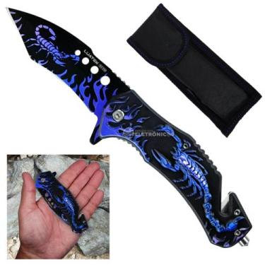 Imagem de Canivete Tático Compacto com Quebra-Vidro e Cortador para Emergências 