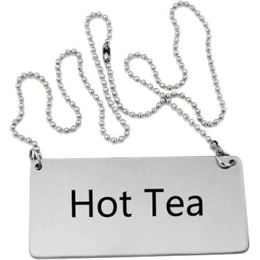 Imagem de New Star Foodservice 27464 Placa de corrente de aço inoxidável, "Chá quente", 8,9 cm por 3,8 cm, conjunto de 2