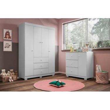 Imagem de Quarto Infantil Duda Branco - Roupeiro 4p _ Phoenix Baby