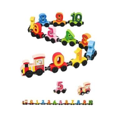 Imagem de Conjunto de Trem de Madeira Magnético Montessori - Brinquedo Educacion