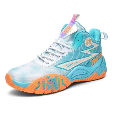 Imagem de Bolognifi Tênis de basquete masculino, calçados esportivos, design antiderrapante respirável, amortecimento leve, calçados casuais de treinamento presente(Green,34 BR)