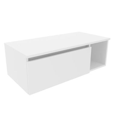 Imagem de Balcão Gabinete Suspenso Armário Sem Cuba 80cm 1 Porta 1 Nicho Lateral para Banheiro Branco