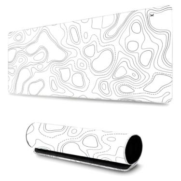 Imagem de Mouse Pad Grande Anti Derrapante Profissional Games e Escritórios (65x32cm) Abstrato Muleka Branco