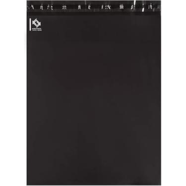 Imagem de Pacote com 100 envelopes de poliéster 12x15,5 da Kkbestpack, bolsas de envio autoadesivas à prova d'água, Preto