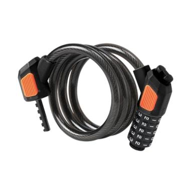 Imagem de Colaxi 5 dígitos Código de bicicleta Bloqueio de cabo Redeftable Acessórios para presentes de bloqueio de bicicleta conveniente, Preto