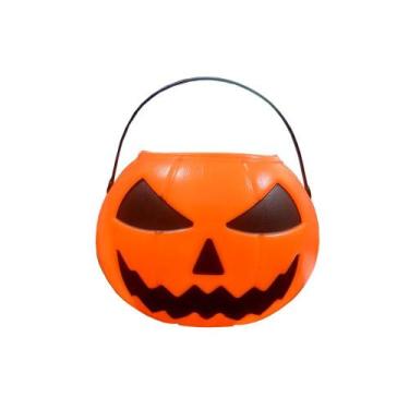 Imagem de Balde Abóbora Com Alça Para Doces Decoracao Halloween Enfeite Festa Di
