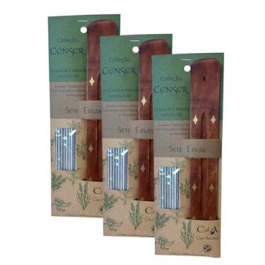 Imagem de Kit com 3 Incensos Naturais e Artesanais Vareta Prata Censer Sete Ervas
