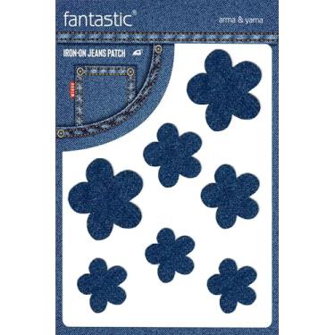 Imagem de Patch de jeans com flor azul escuro para jeans, reparo durável e remendo decorativo para jaquetas jeans, calças e roupas, aplique de tecido fácil sem costura