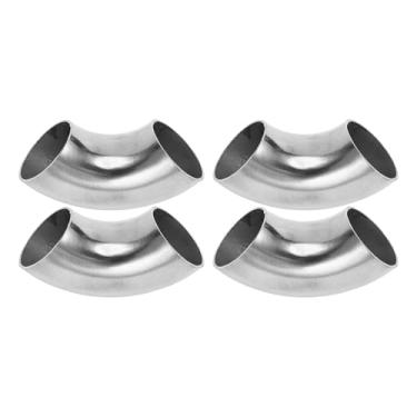 Imagem de Motoforti 4 peças 90 graus mandril curva cotovelo carro modificado tubo de escape tubulação 304 aço inoxidável tom prata 304
